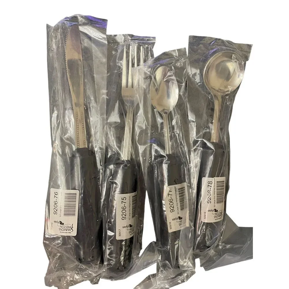 NEW‎ Sammons Preston EZ Large Grip Weighted Set Fork Knife Spoon Soup Spoon